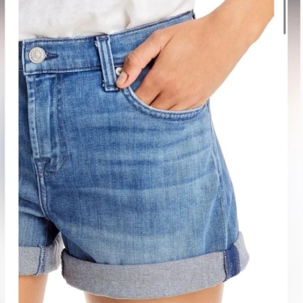 7 For All Mankind Mid Roll Up Short- Shoreline Drive Jean Short - Picture 2 of 9